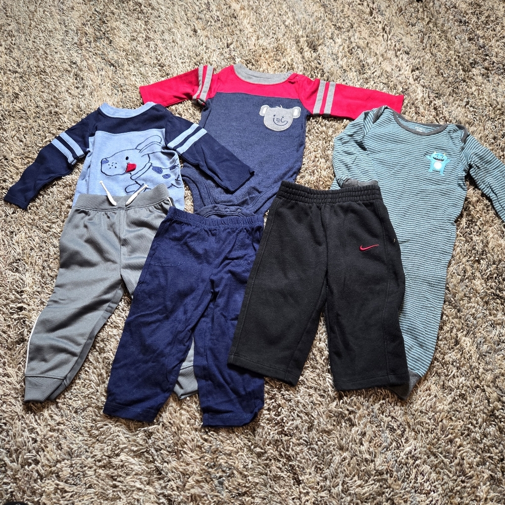 Bundle Of 12 Mth Boys Toddler Sweatpants & Tops Nike & Carter's Great Condition!